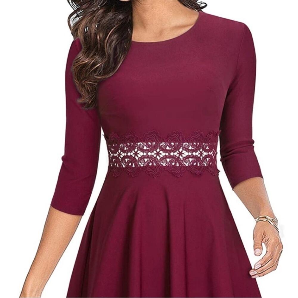 NWT Homeyee Crew Neck 3/4 Sleeve Party Homecoming A-Line dress Women's 10